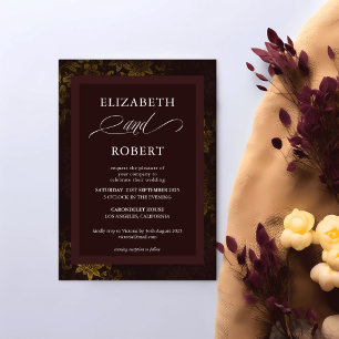 Elegant Burgundy Floral Wedding - Timeless Design Invitation