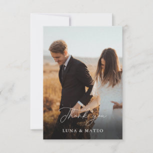 Elegant Burgundy Flower Photo Wedding Thank you 