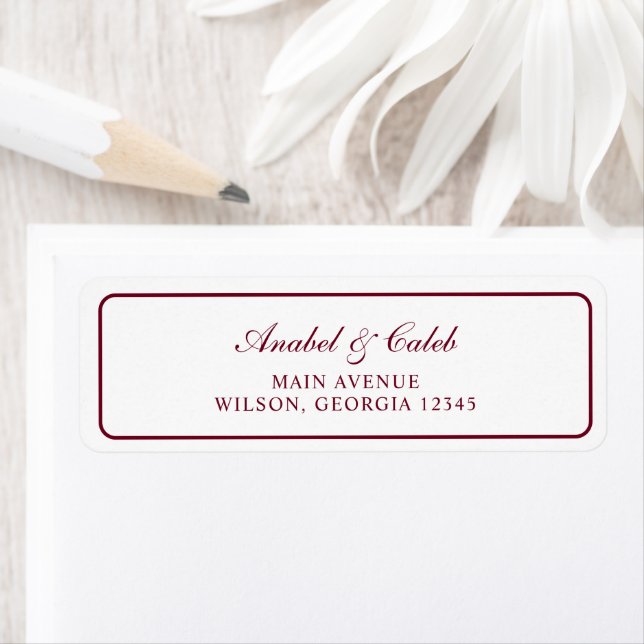 Elegant Burgundy Frame Wedding Return Address (Insitu)