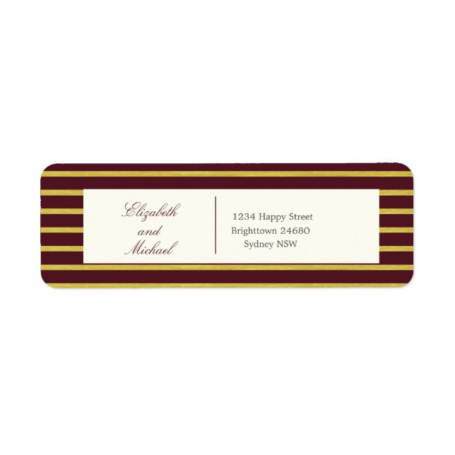 Elegant Burgundy Gold Adresse de retour (Devant)