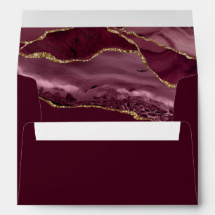 Elegant Burgundy Gold Agate Wedding Envelope