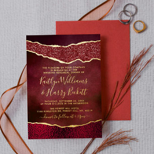 Elegant Burgundy & Gold Agate Wedding Rehearsal