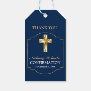Elegant Burgundy Gold Boys Confirmation Gift Tags