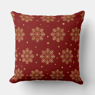 Elegant Burgundy & Gold Christmas Pillow – Luxury