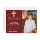 Elegant Burgundy Gold Cross Confirmation Photo