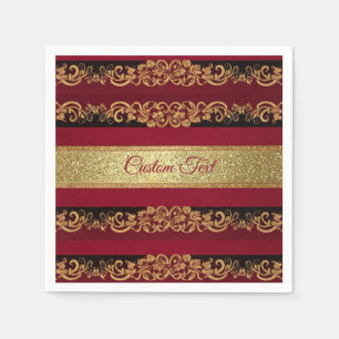 Elegant Burgundy Gold Damask Party Tableware Napkin