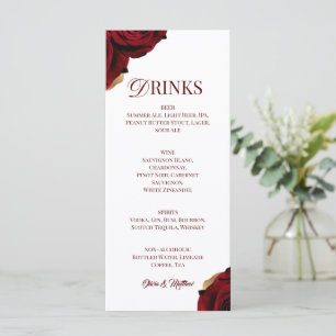 Elegant Burgundy Gold Drink Menu