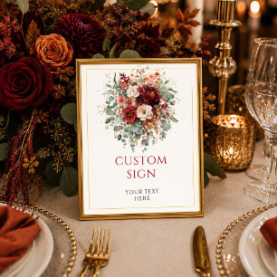 Elegant Burgundy Gold Floral Autumn custom 8x10  Poster