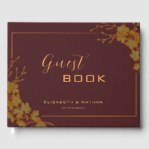 Elegant Burgundy & Gold Floral Guestbook