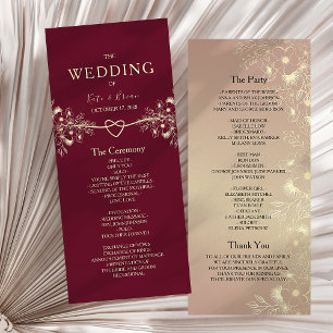 Elegant Burgundy Gold Floral Wedding Program