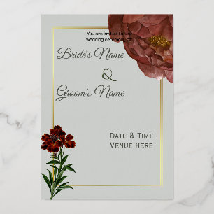 Elegant Burgundy & Gold Foil Wedding Invite