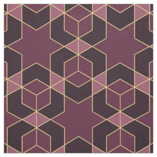 Elegant burgundy gold geometric star CC1259 Fabric