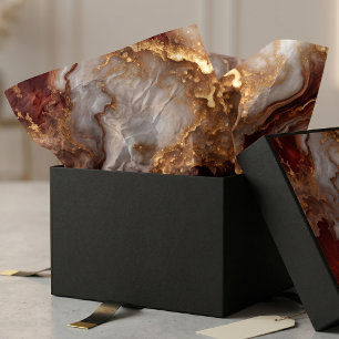 Elegant Burgundy Gold Liquid Marble Agate Abstract Tissue Paper