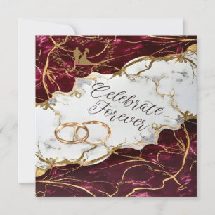 Elegant Burgundy & Gold Marble Invitation
