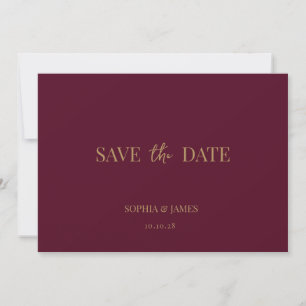 Elegant Burgundy Gold Minimalist Wedding Save The Date