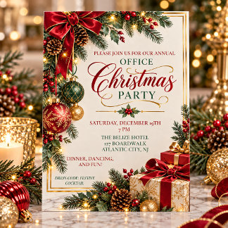 Elegant Burgundy & Gold Office Christmas Party | Holiday Card