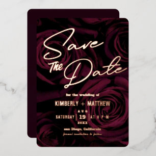 elegant Burgundy gold Save the date Wedding  