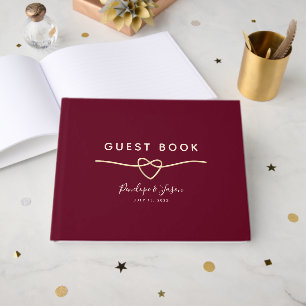 Elegant Burgundy Gold Script Wedding Guest Book