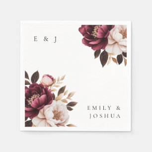 Elegant Burgundy Gold Wedding Napkin