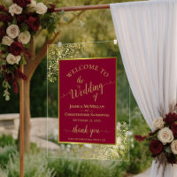 Elegant Burgundy & Gold Wedding Welcome