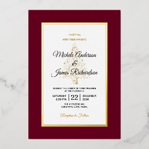 Elegant Burgundy Gold Winter Holiday Wedding