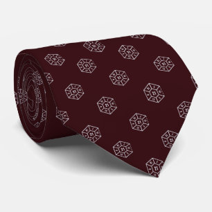 Elegant Burgundy Grey Number Dice Tie