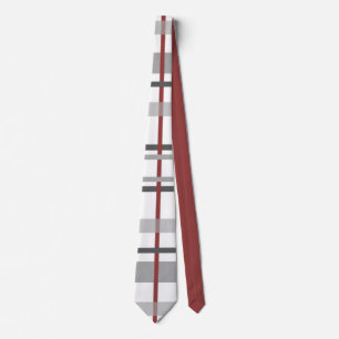 Elegant Burgundy & Grey Striped Pattern Men's Tie