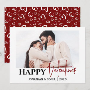 Elegant Burgundy Heart Pattern Valentines Greeting Holiday Card