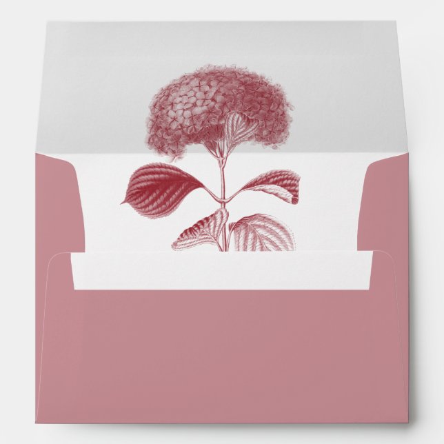 Elegant Burgundy Hydrangea 5x7 Wedding Invitation Envelope (Back (Bottom))