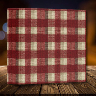 Elegant Burgundy Ivory Rust Red Plaid Pattern Binder