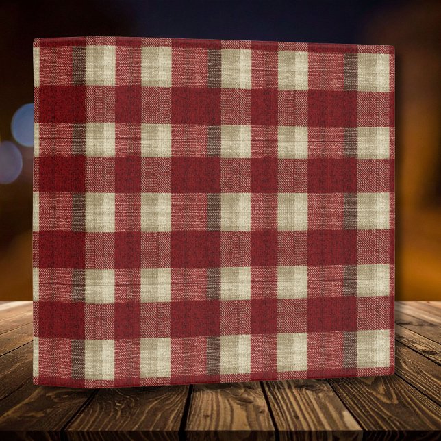 Elegant Burgundy Ivory Rust Red Plaid Pattern Binder (Creator Uploaded)