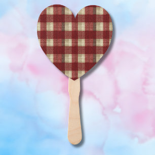 Elegant Burgundy Ivory Rust Red Plaid Pattern Hand Fan