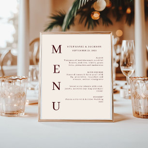 Elegant Burgundy & Ivory Wedding Bar Menu Poster