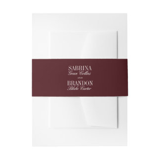 Elegant Burgundy & Ivory Wedding  Invitation Belly Band