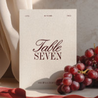 Elegant Burgundy & Ivory Wedding Table Number