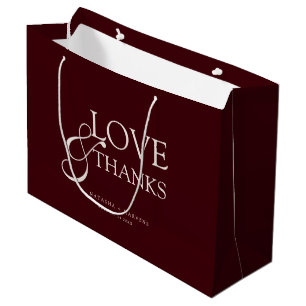 Elegant Burgundy & Ivory Wedding Thank You Large Gift Bag