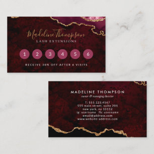 Elegant Burgundy Marble Agate Geode Loyalty Card