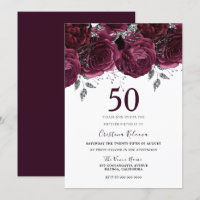 Elegant Burgundy Maroon Roses 50th Birthday Party