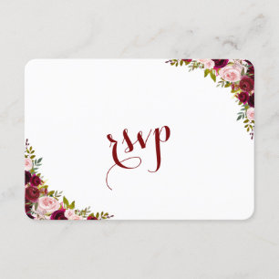 Elegant Burgundy Marsala Floral Fall Wedding RSVP