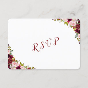 Elegant Burgundy Marsala Floral Fall Wedding RSVP