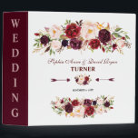 Elegant Burgundy Marsala Floral Wedding Binder<br><div class="desc">Rustic Burgundy Red Blush Floral card design featuring gorgeous watercolour floral bouquets, arrows with hearts and floral bouquet as a divider; on the back a royal burgundy background. Use Customize tool to add your info. You can change fonts, colours. For matching items, please, visit my Burgundy Blush Marsala Floral Antlers...</div>