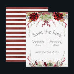 Elegant Burgundy Marsala Succulents Wedding Save The Date<br><div class="desc">This design is a beautiful presentation of simple succulents in burgundy colours that make this “Save the Date” design so elegant. Vines and leafy greens give this a romantic feel. The burgundy succulents blend perfectly with the pretty burgundy and white stripe pattern on the back. Simply lovely for any season....</div>