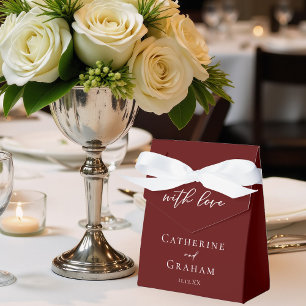 Elegant Burgundy Minimalist Evening Wedding Favor Box