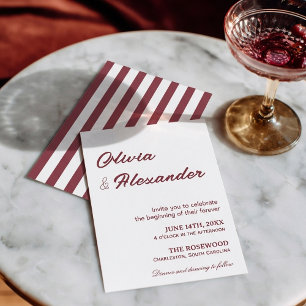 Elegant Burgundy Minimalist Modern Luxury Wedding  Invitation