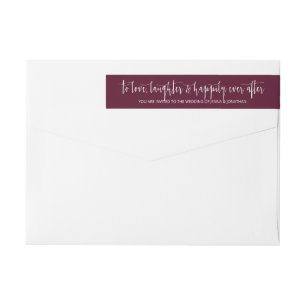 Elegant Burgundy Minimalist Script Simple Wedding Wrap Around Label