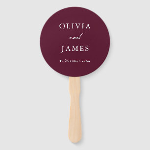 Elegant Burgundy Minimalist Wedding Hand Fan