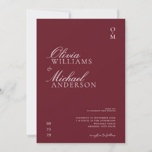 Elegant Burgundy Minimalist Wedding Invitation