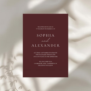 Elegant Burgundy Minimalist Wedding Invitation