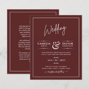 Elegant Burgundy Monochrome Wedding Simple Classic