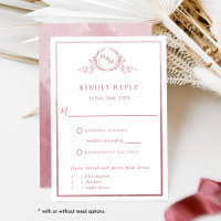 Elegant Burgundy Monogram and Watercolor RSVP